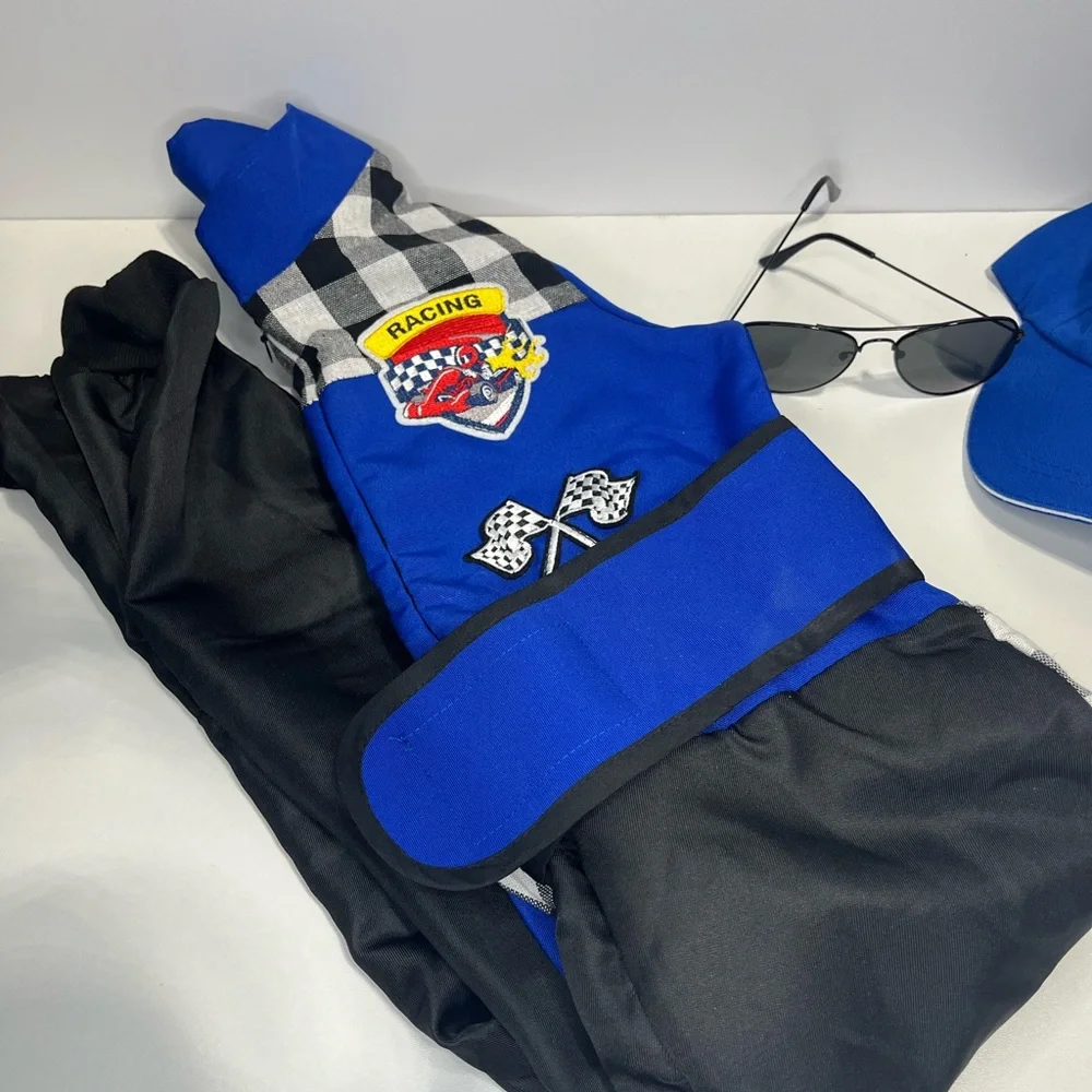 NEW Kids Race Car Driver Costume Blue and Black